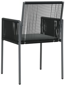 Cadeiras jardim c/ almofadões 2pcs 54x60,5x83,5cm vime PE preto