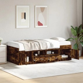 vidaXL Sofá-cama com gavetas sem colchão 90x200 cm carvalho fumado