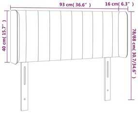 Cabeceira de cama c/ abas tecido 93x16x78/88 cm cinzento-claro