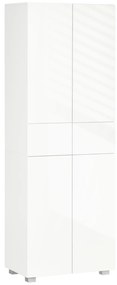 HOMCOM Armário de Cozinha Móvel Auxiliar de Cozinha com 4 Portas 2 Gavetas e Prateleiras Ajustáveis 60x35x170cm Branco