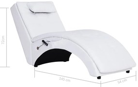 Chaise longue de massagem c/ almofada couro artificial branco