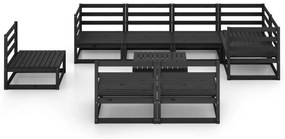9 pcs conjunto lounge de jardim pinho maciço preto