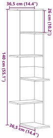 Estante parede p/ canto 36,5x36,5x140 cm deriv. madeira branco
