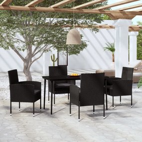 vidaXL 5 pcs Conjunto de jantar para jardim preto
