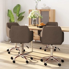 vidaXL Cadeiras de jantar giratórias 4 pcs tecido castanho