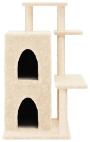 Árvore p/ gatos c/ postes arranhadores sisal 97 cm cor creme