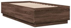 Estrutura de cama 90x190 cm derivados madeira carvalho castanho