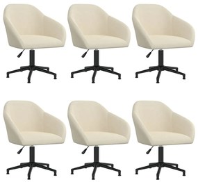 vidaXL Cadeiras de jantar giratórias 6 pcs veludo cor creme