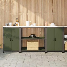 vidaXL Conjunto de Armazenamento de Cozinha 3 pcs Verde Oliva
