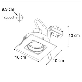 Conjunto de 6 Foco de encastrar quadrado preto dirigível - ARTEMIS