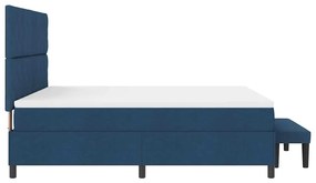 Cama Box Spring com Colchão &amp; Banco Azul 180x200 cm Tecido