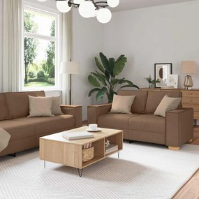 vidaXL Conjunto de Sofás 3 pcs Castanho 220 x 78 x 84 cm tecido