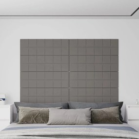 vidaXL Painel de parede 12 pcs 90x30 cm tecido 3,24 m² cinza-claro