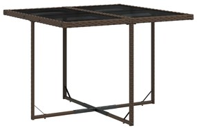 9 pcs conjunto jantar p/ jardim c/ almofadões vime PE castanho