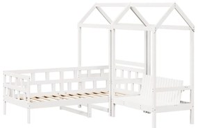 Conj. de sofá-cama c/ telhado 80x200 cm pinho maciço branco