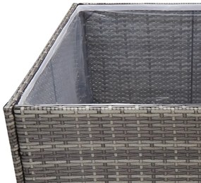 Vaso/floreira de jardim 80x80x80 cm vime PE cinzento