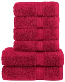 vidaXL 6pcs Conjunto toalhas banho premium SOLUND 600 gsm vermelho