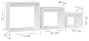 Mesas de encastrar 3 pcs contraplacado branco
