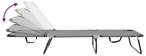 Espreguiçadeira Dobrável 2 pcs Cinza em tecido Oxford 600D