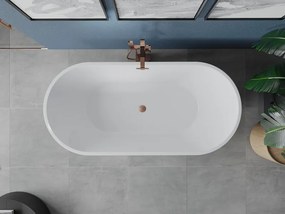 Mexen Luna banheira independente 160 x 75 cm, branca, cobre escovado transbordamento - 52031607500-65
