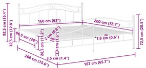 Estrutura de cama metal 160x200 cm branco