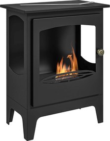 HOMCOM Lareira Bioetanol 7000BTU com Apagador de Aço Inoxidável Depósito de 1,2L Tempo de Combustão 3h para 25 m² 39x26x54 cm Preto | Aosom Portugal