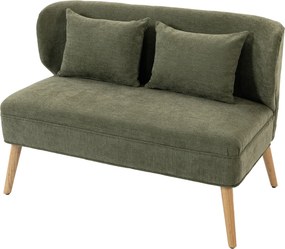 HOMCOM Sofá 2 lugares, sofá chenille pequeno com encosto tipo asa, assento grosso, pés em madeira de seringueira, verde escuro | Aosom Portugal