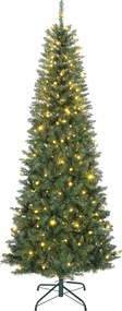 Árvore de Natal artificial de 210 cm, árvore de Natal esguia com 350 luzes, 1273 ramos, suporte metálico dobrável, verde