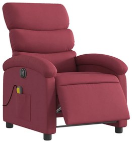 Poltrona reclinável de massagens elétrica tecido vermelho tinto