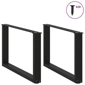 Pés para mesa de centro em formato de U, 2 peças, preto, 70x (42-43) c
