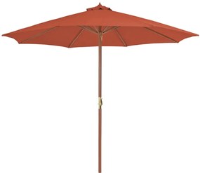 vidaXL Guarda-sol de exterior c/ mastro de madeira 300 cm terracota