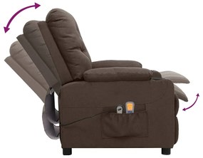 Poltrona de massagens elétrica reclinável tecido castanho
