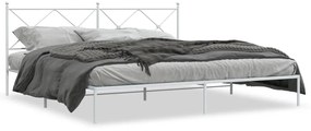 Estrutura de cama com cabeceira 200x200 cm metal branco