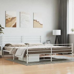 352390 vidaXL Estrutura de cama com cabeceira e pés 180x200 cm metal branco