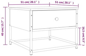 Mesa de centro 51x51x40 cm derivados de madeira cinza sonoma