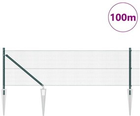 Cerca de Arame Soldado com 13 Postes de Espeto Verde 0.5x100 m Aço