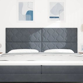 Cabeceira de Veludo Cinza Escuro com Design de Diamante - 200cm