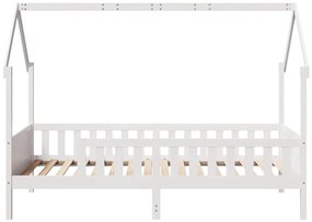 Cama infantil formato de casa 90x200 cm pinho maciço branco