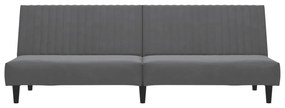 Sofá-cama de 2 lugares veludo cinzento-escuro