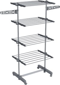 HOMCOM Varal de Roupas Dobrável com Barbatanas Laterais para Uso Interno e Externo 142x55x172 cm 4 Níveis Cinza | Aosom Portugal