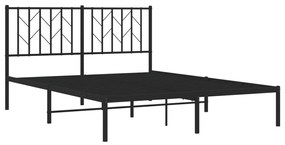 Estrutura de cama com cabeceira 135x190 cm metal preto