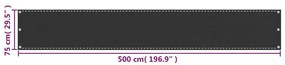 Tela varanda PEAD 75x500 cm antracite