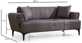 Sofá de 2 Lugares Hamlet – Cinzento Escuro – 180x95x77 cm