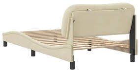 Estrutura de cama sem colchão 100x200 cm tecido cor creme