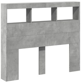 Armário de cabeceira c/ luzes LED 120x17x102cm cinzento cimento