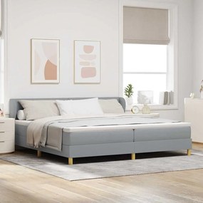 Cama Box Spring com Colchão Cinza Claro 200x200 cm em Tecido