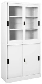 vidaXL Armário escritório c/ porta deslizante 90x40x180 cm aço branco