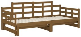 Estrutura sofá-cama de puxar 2x(90x200) cm pinho castanho-mel