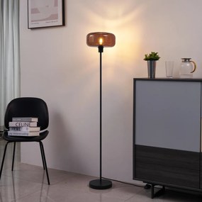 Candeeiro de Pé Retro Preto com Vidro Bronze - Bizle