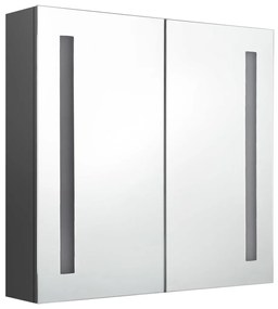 Armário espelhado p/ casa de banho LED 62x14x60 cm cinzento